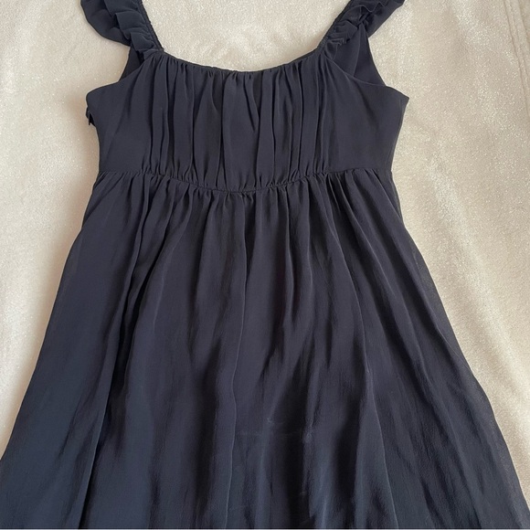 AX Armani Exchange 100% Silk Black Ruffle Babydoll Camisole Mini Dress ✨ - Picture 6 of 12